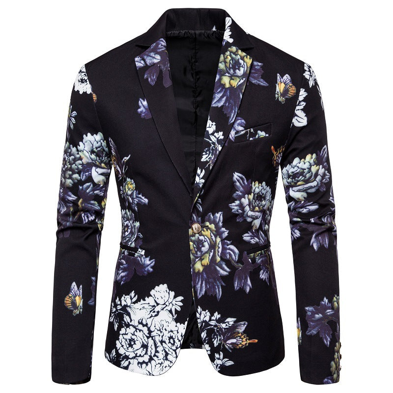 Herrar elegant blazer med blomstertryck och strukturerad design Mirla-Eva Jonsson