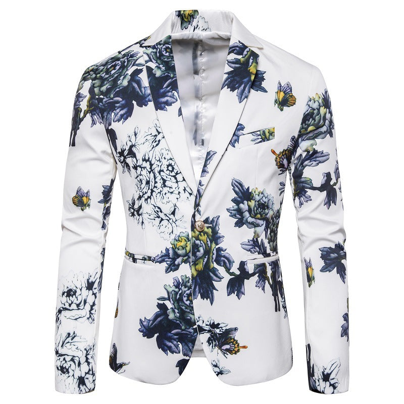 Herrar elegant blazer med blomstertryck och strukturerad design Mirla-Eva Jonsson