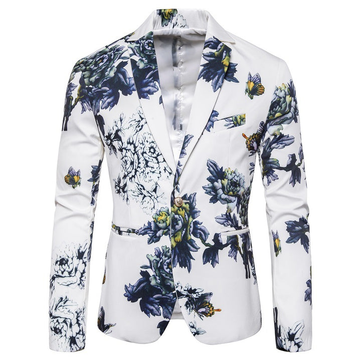 Herrar elegant blazer med blomstertryck och strukturerad design Mirla-Eva Jonsson