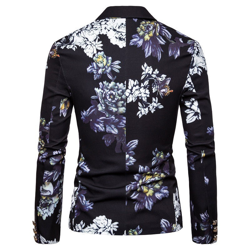 Herrar elegant blazer med blomstertryck och strukturerad design Mirla-Eva Jonsson