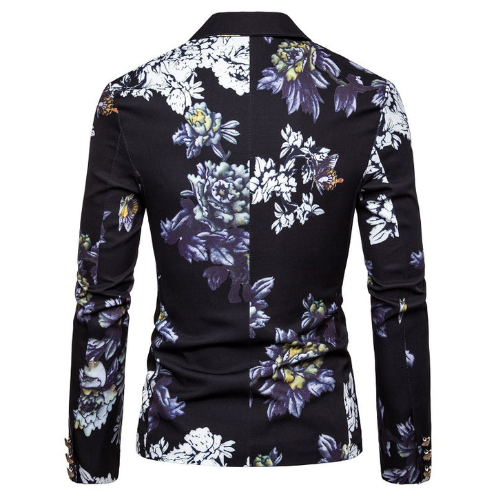 Herrar elegant blazer med blomstertryck och strukturerad design Mirla-Eva Jonsson