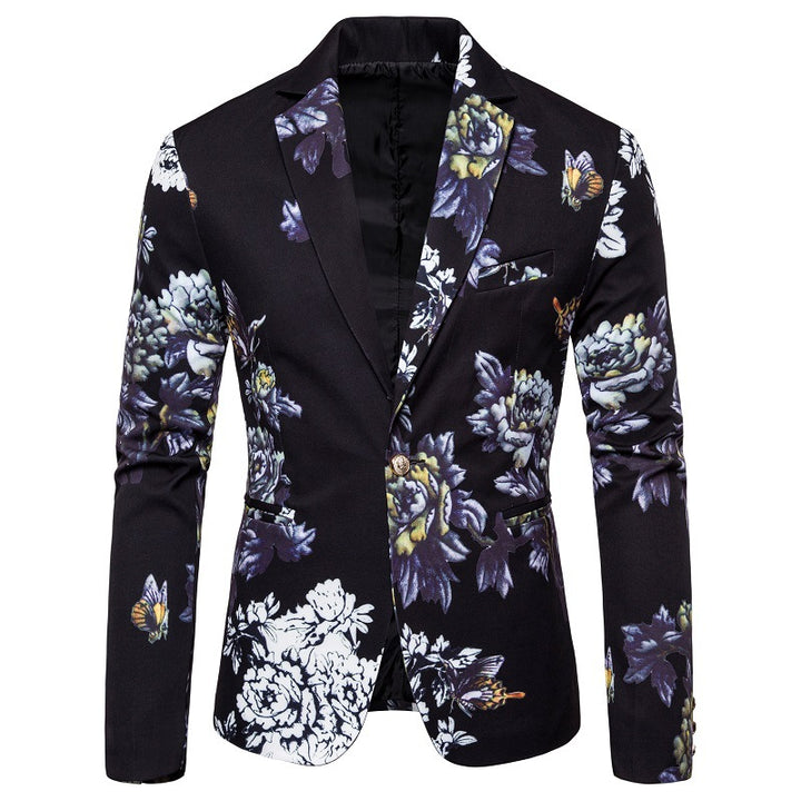 Herrar elegant blazer med blomstertryck och strukturerad design Mirla-Eva Jonsson
