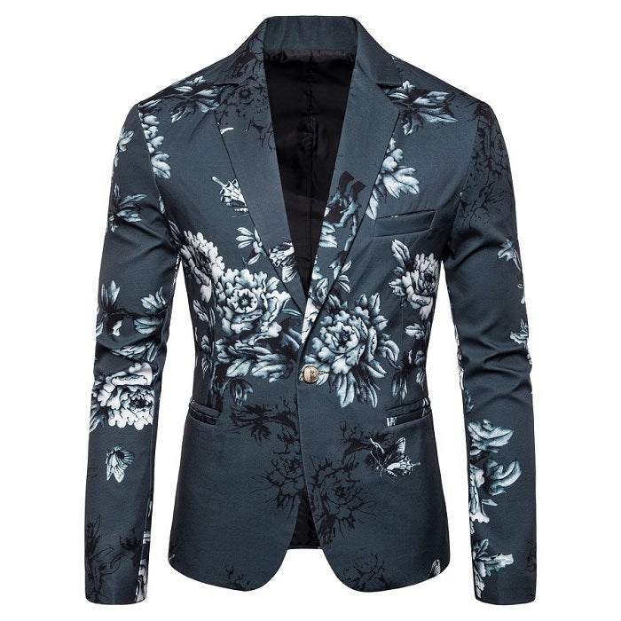 Herrar elegant blazer med blomstertryck och strukturerad design Mirla-Eva Jonsson