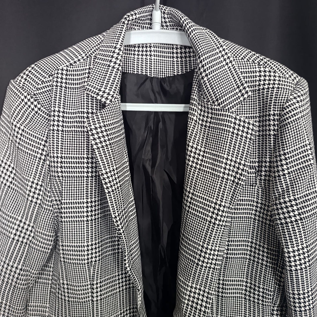 Herrar elegant bomull-blazer med houndstooth-mönster Mirla-Eva Jonsson
