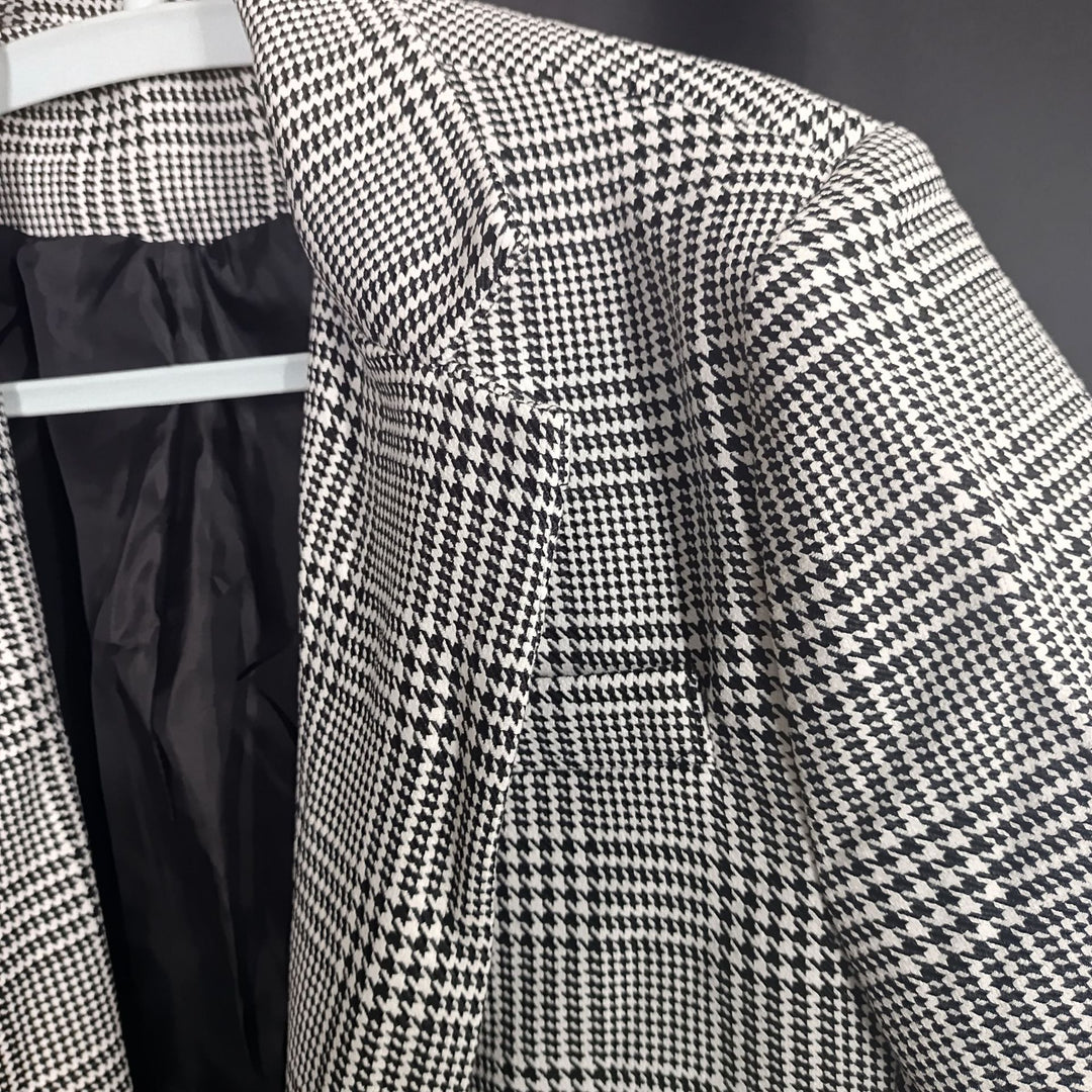 Herrar elegant bomull-blazer med houndstooth-mönster Mirla-Eva Jonsson