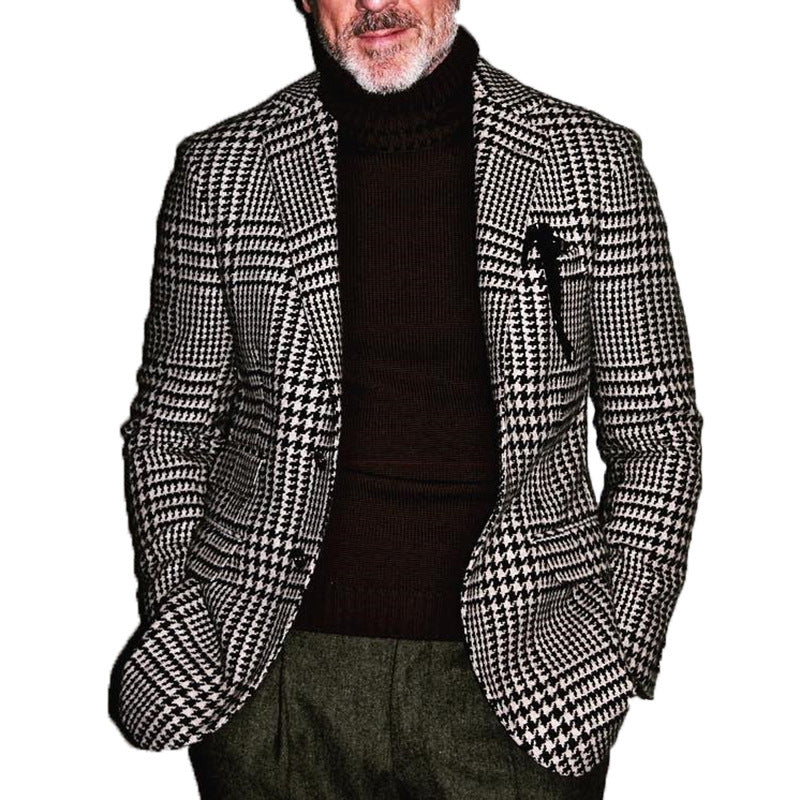 Herrar elegant bomull-blazer med houndstooth-mönster Mirla-Eva Jonsson
