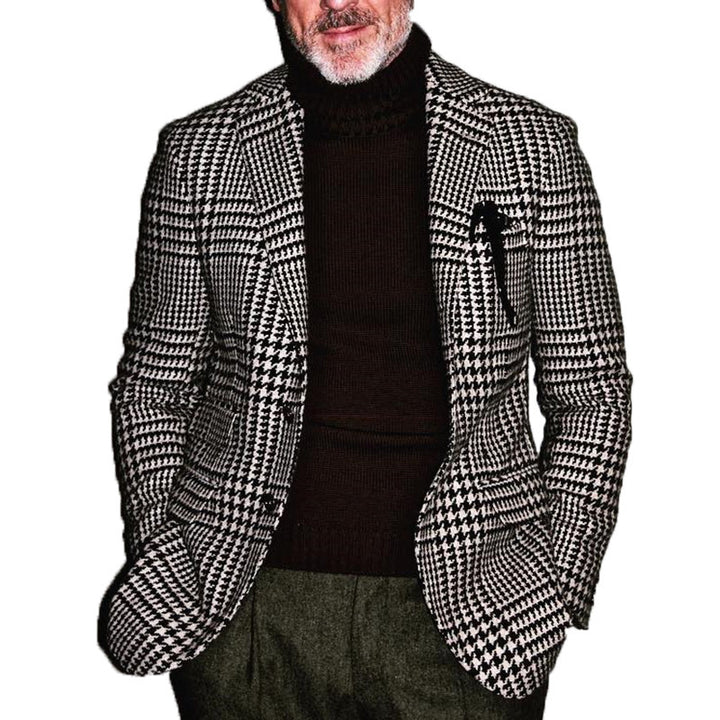 Herrar elegant bomull-blazer med houndstooth-mönster Mirla-Eva Jonsson