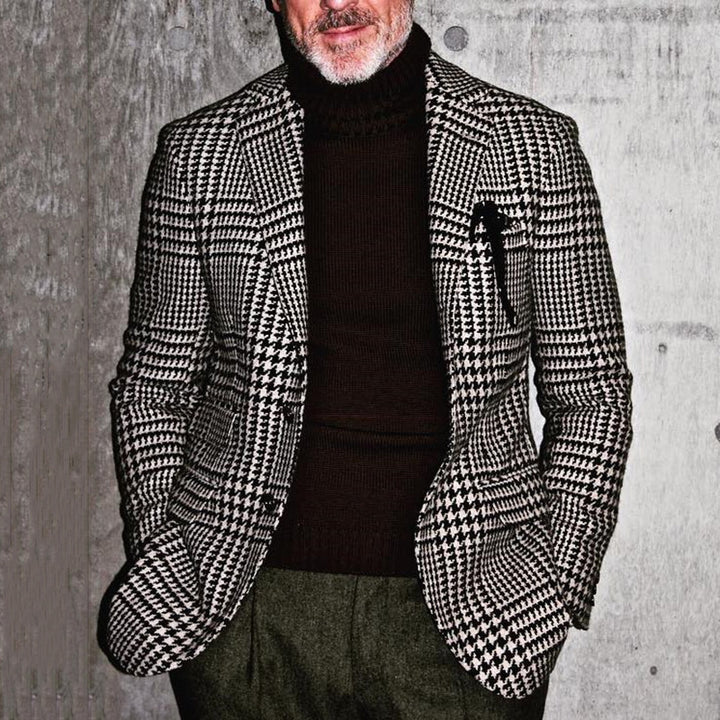 Herrar elegant bomull-blazer med houndstooth-mönster Mirla-Eva Jonsson
