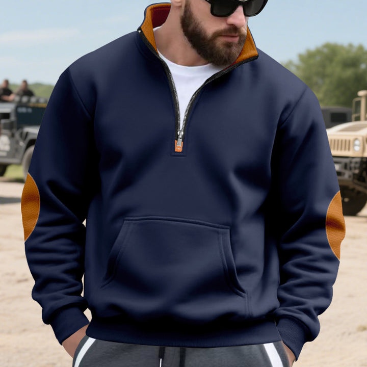 Herrar elegant fleece-pullover med hög krage och funktionell dragkedja Mirla-Eva Jonsson