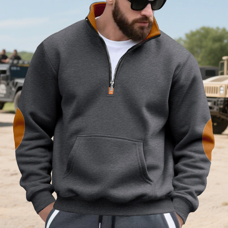 Herrar elegant fleece-pullover med hög krage och funktionell dragkedja Mirla-Eva Jonsson