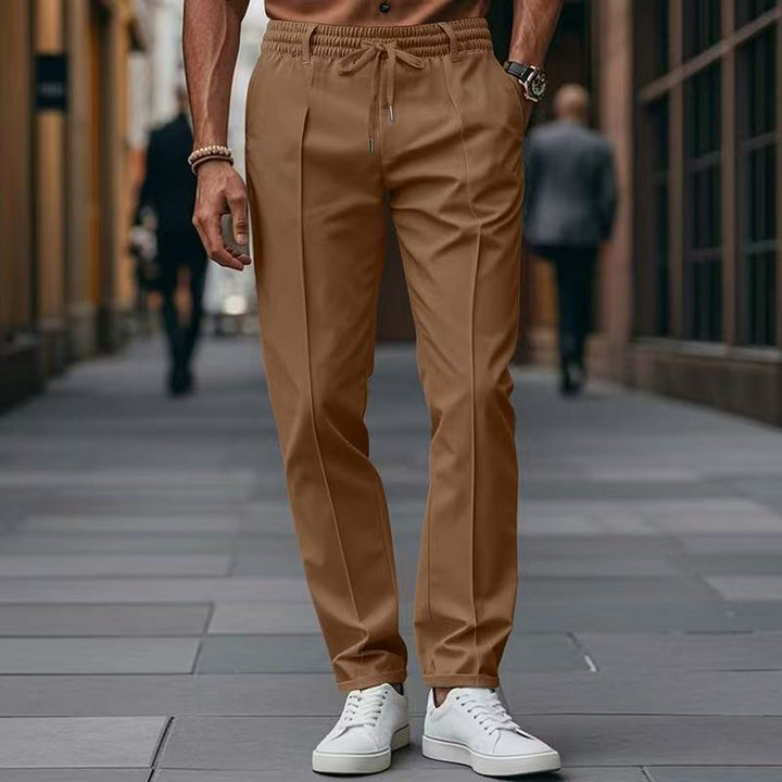 Herrar elegant fritidsbyxor med elastisk midja och sidofickor Mirla-Eva Jonsson