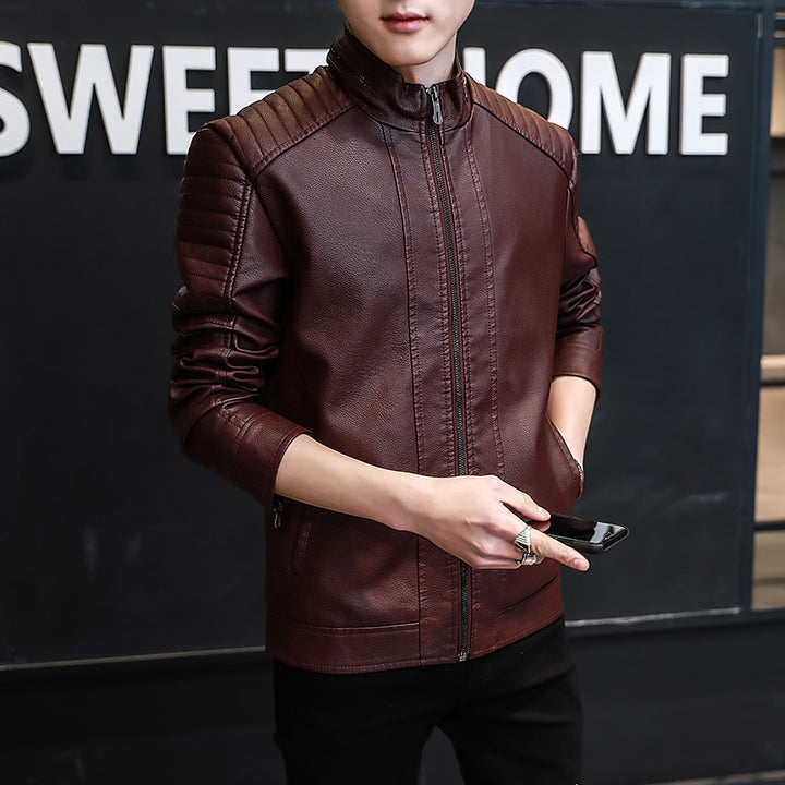 Herrar elegant konstläderjacka med strukturerade sömmar Mirla-Eva Jonsson