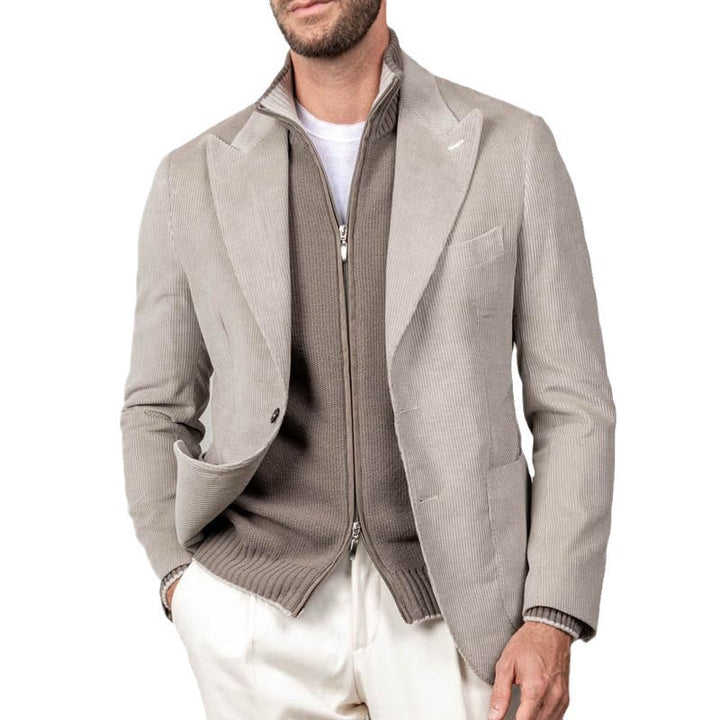 Herrar elegant kord-blazer med inbyggd stickad tröja Mirla-Eva Jonsson