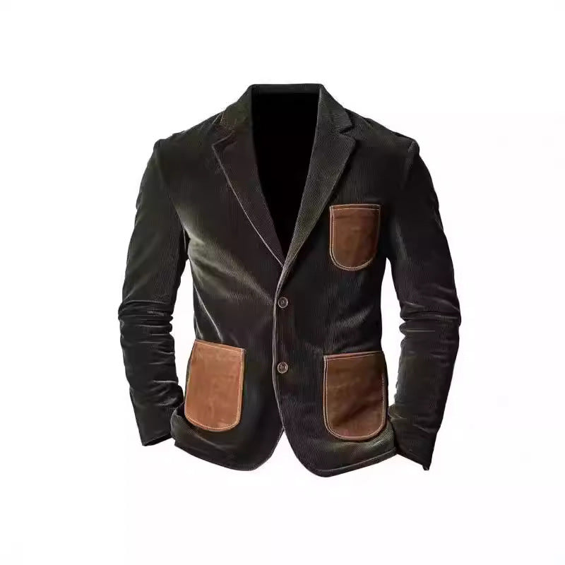 Herrar elegant kord-blazer med kontrastfickor Mirla-Eva Jonsson