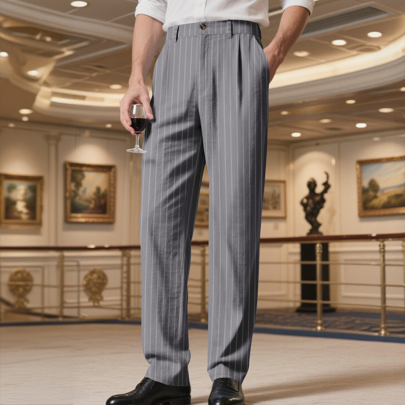 Herrar elegant kostymbyxa med stilren pinstripe look och bekväm passform Eva Jonsson-Eva Jonsson