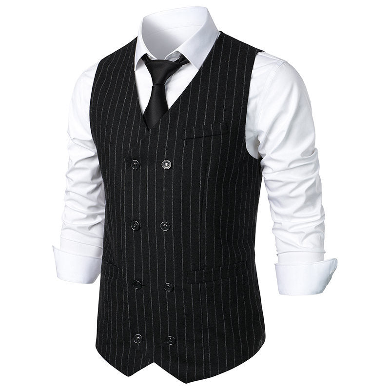 Herrar elegant kostymväst i klassisk pinstripe-design med praktiska fickor Mirla-Eva Jonsson