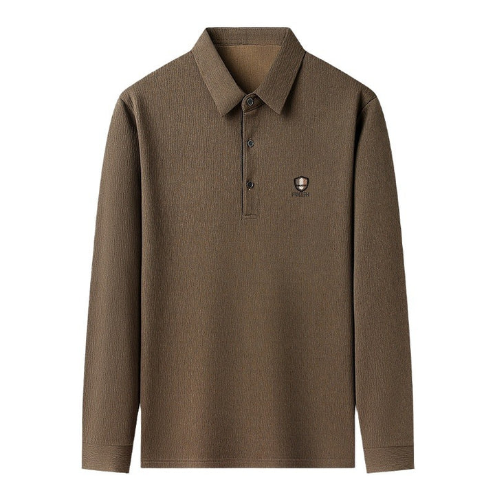 Herrar elegant långärmad polo med strukturerat material och sportig design Eva Jonsson-Eva Jonsson