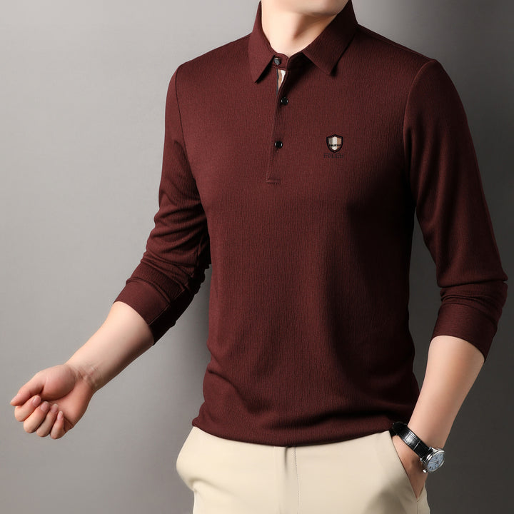 Herrar elegant långärmad polo med strukturerat material och sportig design Mirla-Eva Jonsson