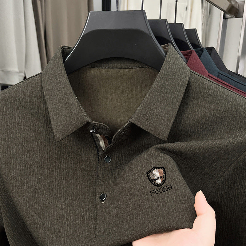 Herrar elegant långärmad polo med strukturerat material och sportig design Mirla-Eva Jonsson