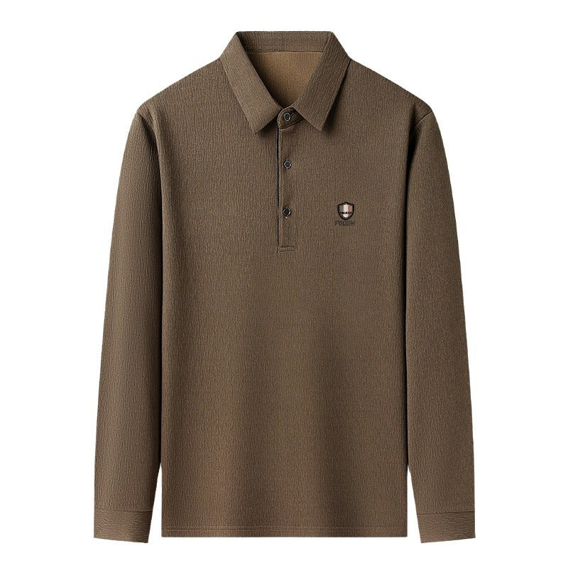 Herrar elegant långärmad polo med strukturerat material och sportig design Mirla-Eva Jonsson