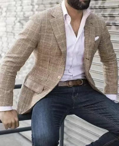 Herrar elegant lin blazer med smal passform Mirla-Eva Jonsson