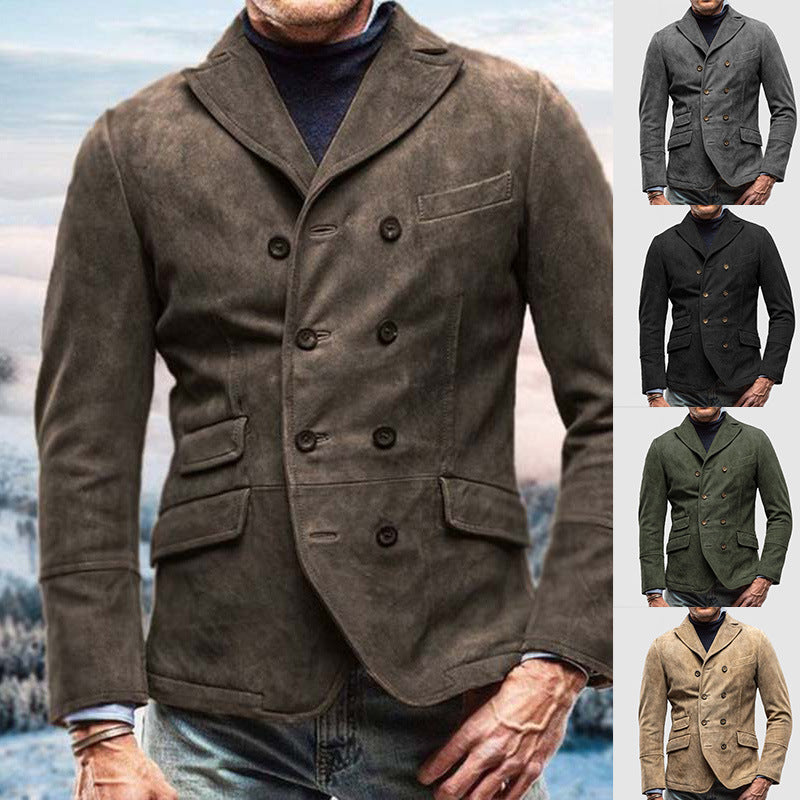 Herrar elegant mockasko jacket med dubbel knappslå och praktiska fickor Mirla-Eva Jonsson