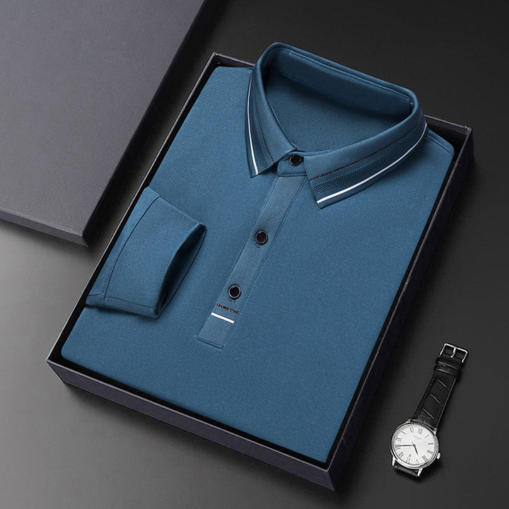Herrar elegant poloshirt med strukturerad krage och stiliga detaljer Mirla-Eva Jonsson