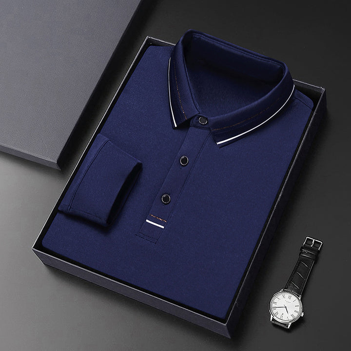Herrar elegant poloshirt med strukturerad krage och stiliga detaljer Mirla-Eva Jonsson