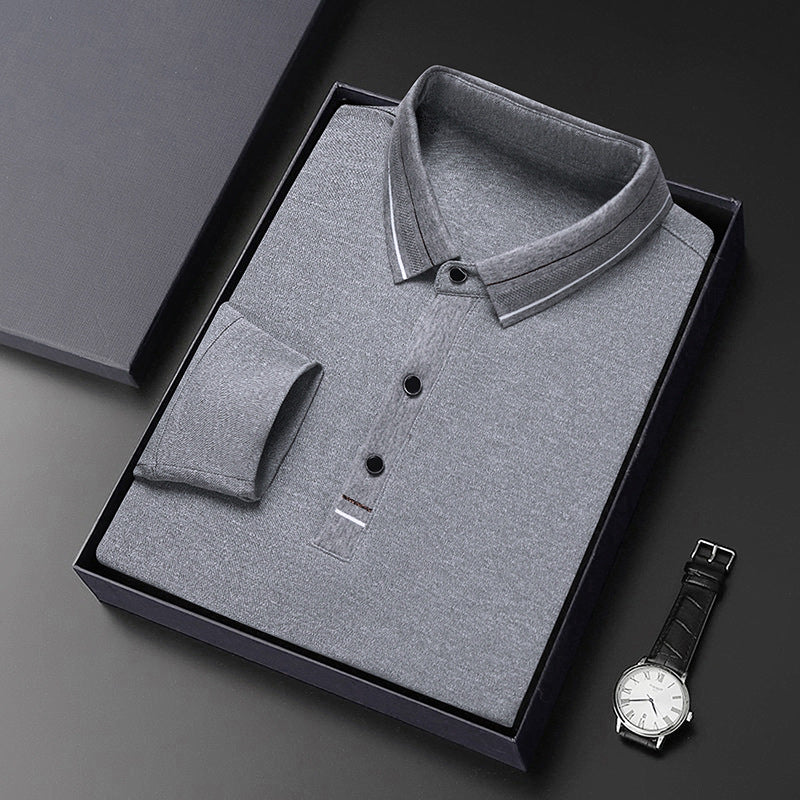 Herrar elegant poloshirt med strukturerad krage och stiliga detaljer Mirla-Eva Jonsson
