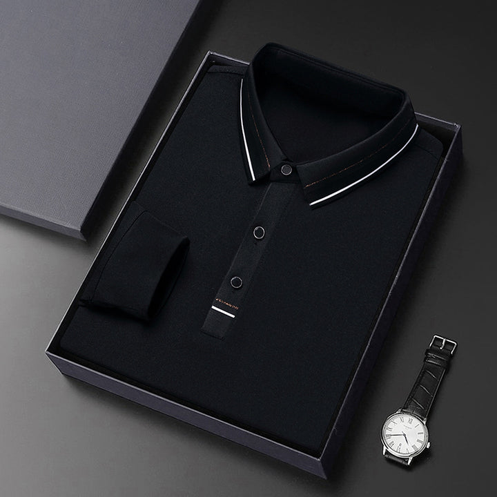 Herrar elegant poloshirt med strukturerad krage och stiliga detaljer Mirla-Eva Jonsson
