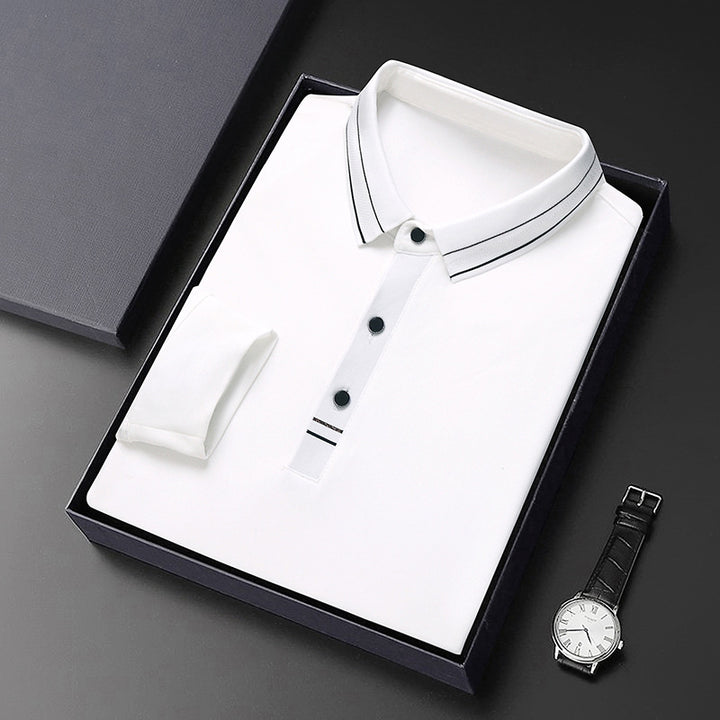 Herrar elegant poloshirt med strukturerad krage och stiliga detaljer Mirla-Eva Jonsson