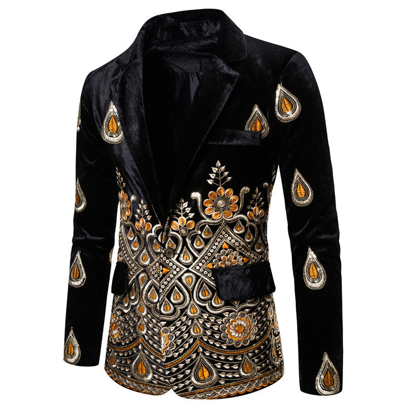 Herrar elegant sammet blazer med avancerade dekorationer Mirla-Eva Jonsson