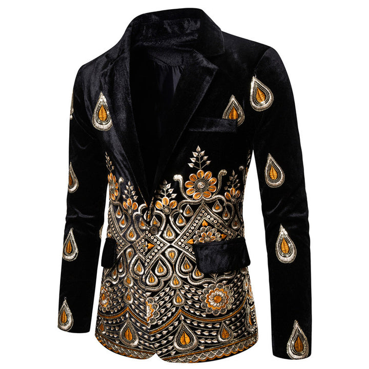 Herrar elegant sammet blazer med avancerade dekorationer Mirla-Eva Jonsson