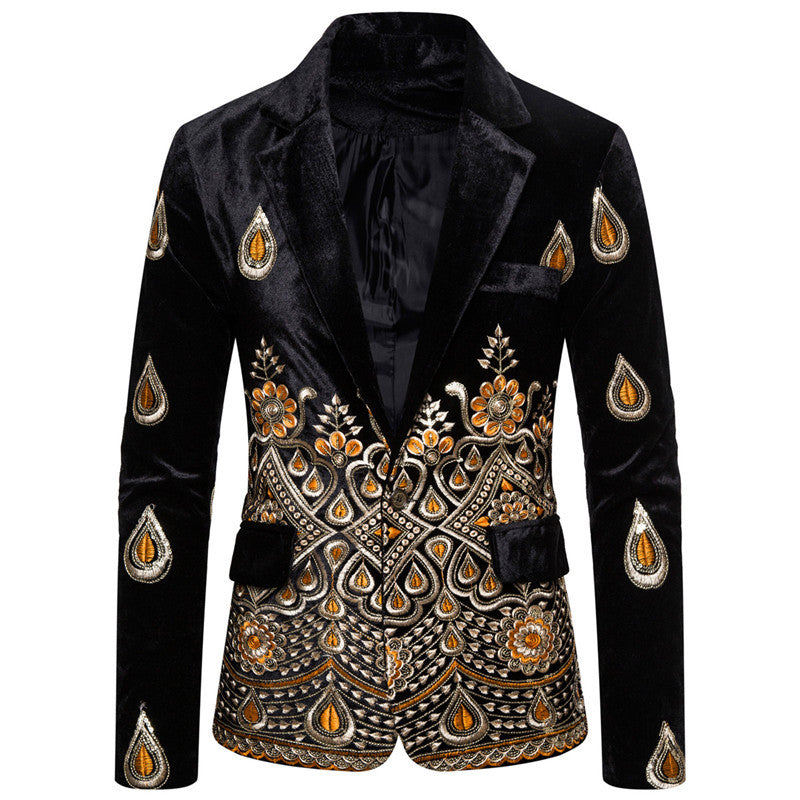 Herrar elegant sammet blazer med avancerade dekorationer Mirla-Eva Jonsson