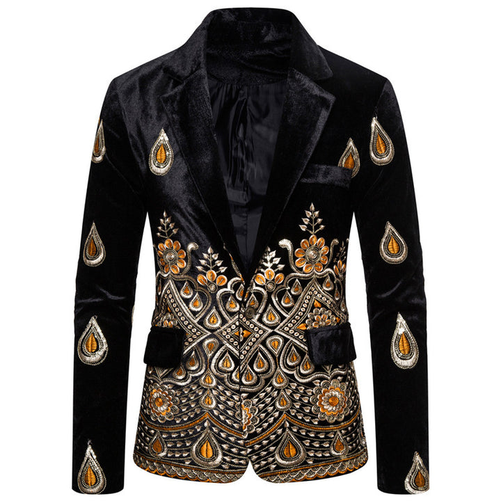 Herrar elegant sammet blazer med avancerade dekorationer Mirla-Eva Jonsson