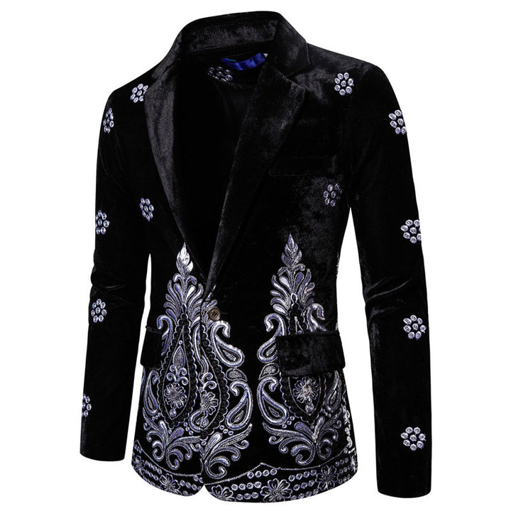 Herrar elegant sammet blazer med opulent broderi Mirla-Eva Jonsson