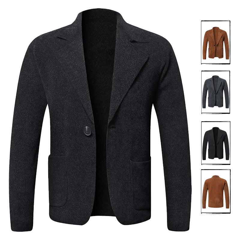 Herrar elegant stickad blazer med praktiska fickor Eva Jonsson-Eva Jonsson