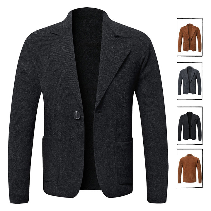 Herrar elegant stickad blazer med praktiska fickor Eva Jonsson-Eva Jonsson