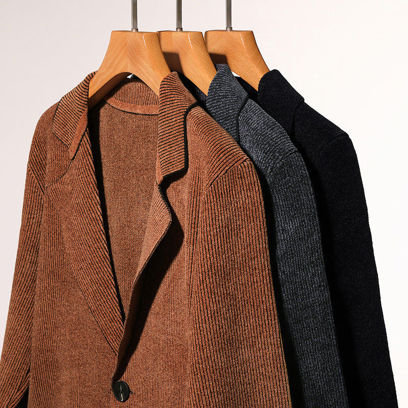 Herrar elegant stickad blazer med praktiska fickor Eva Jonsson-Eva Jonsson
