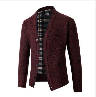 Herrar elegant stickad kort cardigan med rutmönster Mirla-Eva Jonsson