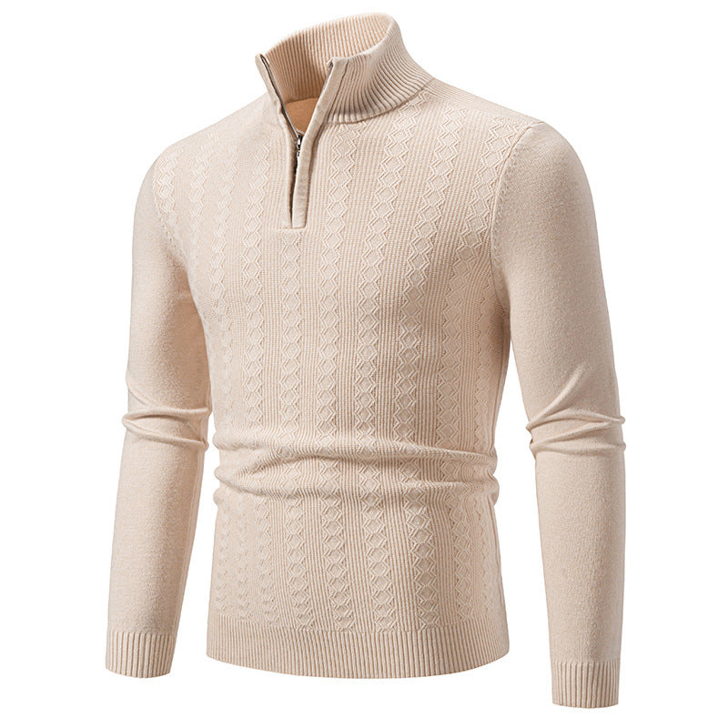 Herrar elegant stickad tröja med hög zip Eva Jonsson-Eva Jonsson