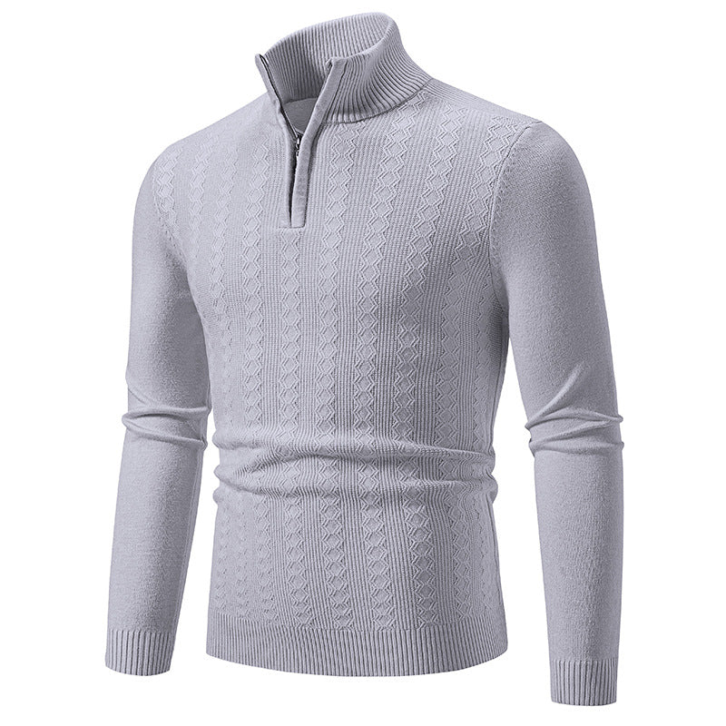 Herrar elegant stickad tröja med hög zip Eva Jonsson-Eva Jonsson