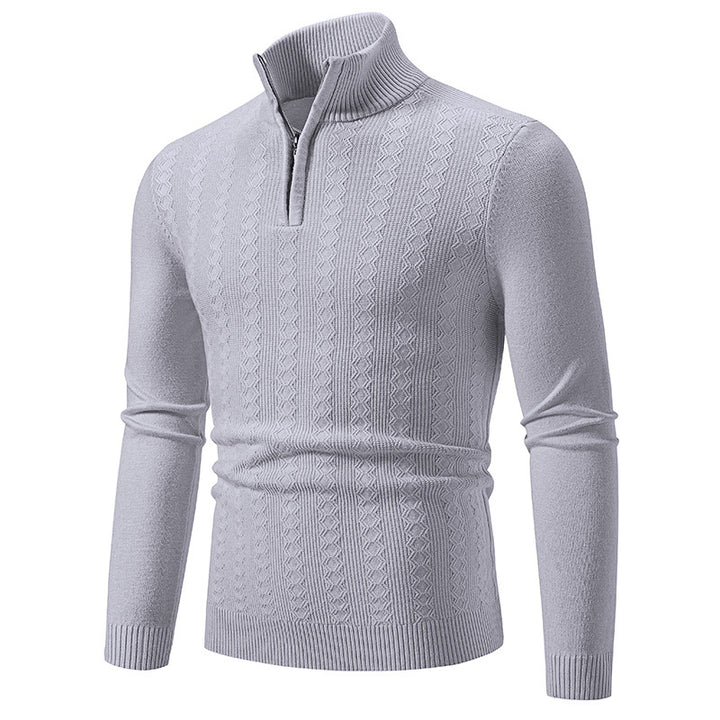Herrar elegant stickad tröja med hög zip Eva Jonsson-Eva Jonsson