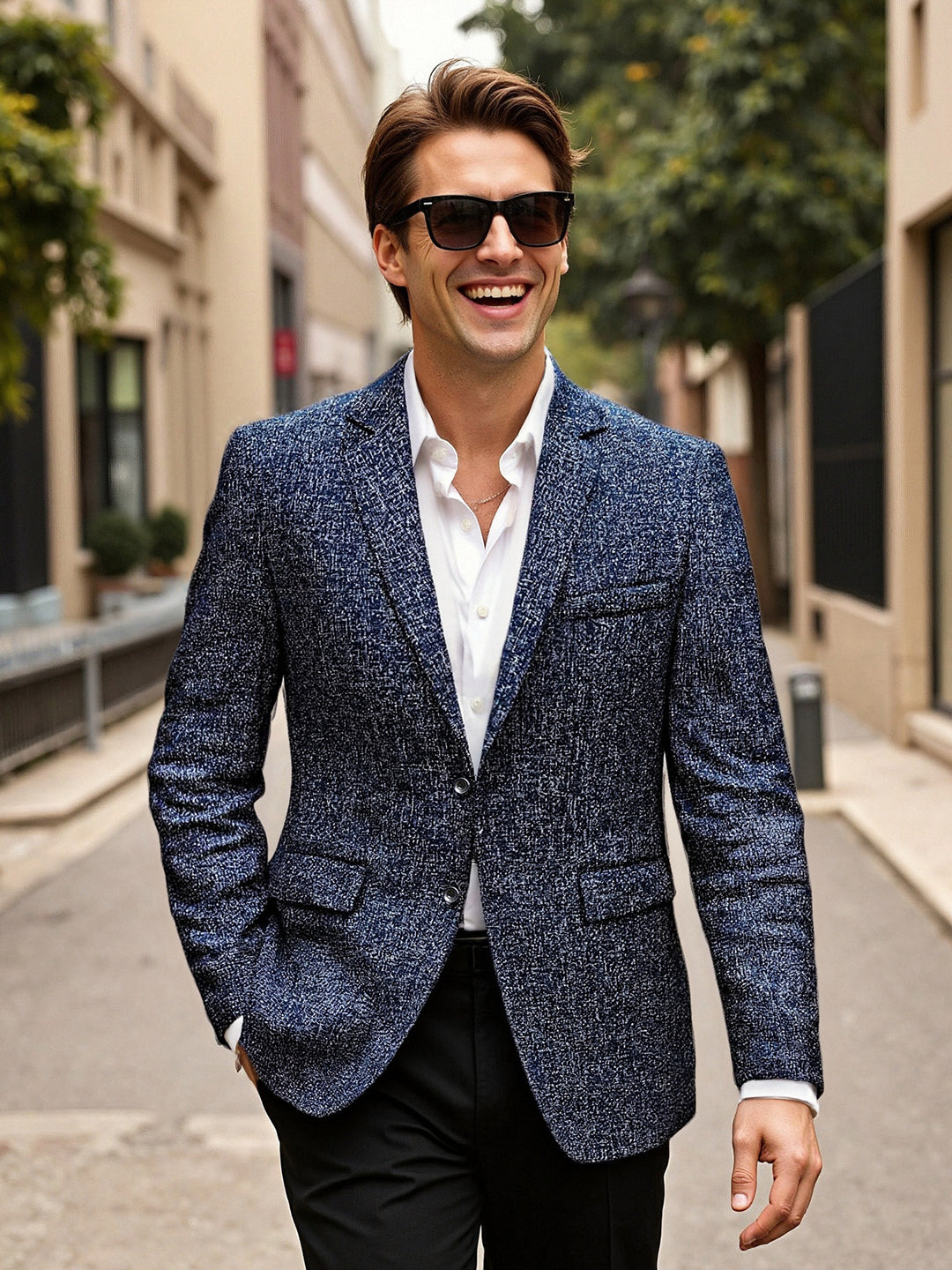 Herrar elegant strukturerad blazer med modernt design och högkvalitativa material Mirla-Eva Jonsson
