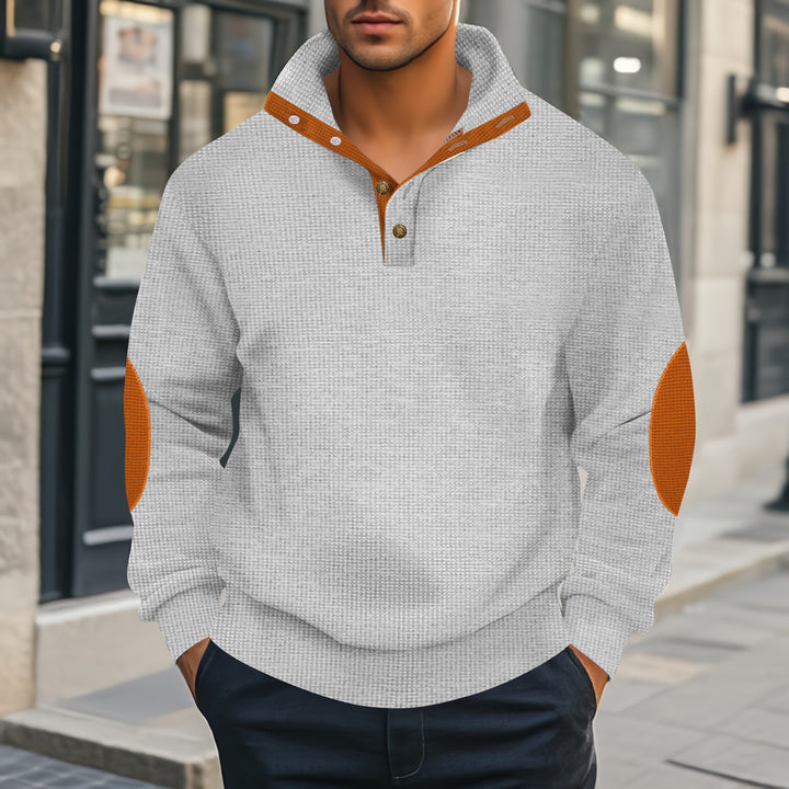 Herrar elegant sweatshirt med strukturerad krage och moderna accenter Mirla-Eva Jonsson