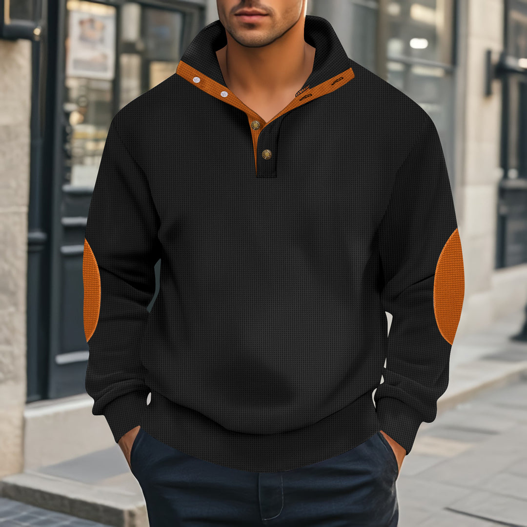 Herrar elegant sweatshirt med strukturerad krage och moderna accenter Mirla-Eva Jonsson