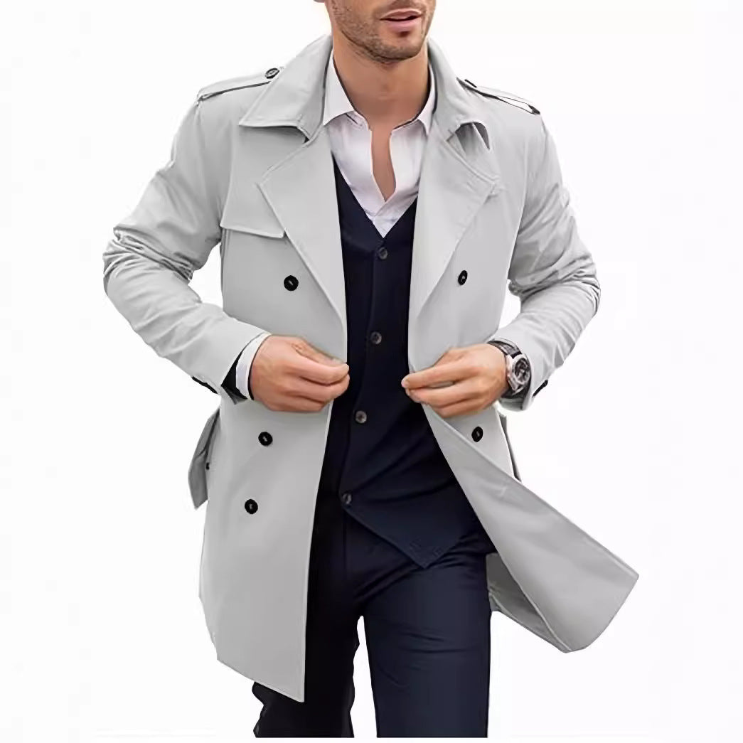 Herrar elegant trenchcoat med dubbelknappslå och högkvalitativt foder Eva Jonsson-Eva Jonsson