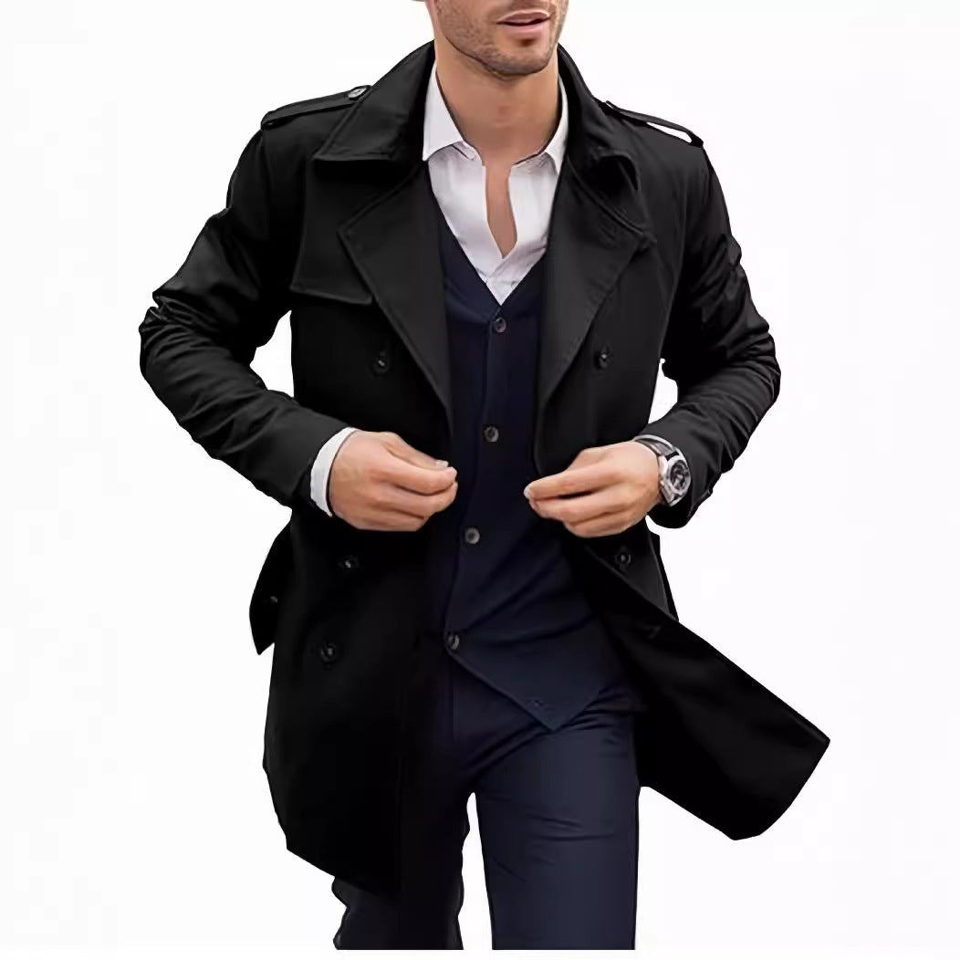 Herrar elegant trenchcoat med dubbelknappslå och högkvalitativt foder Eva Jonsson-Eva Jonsson