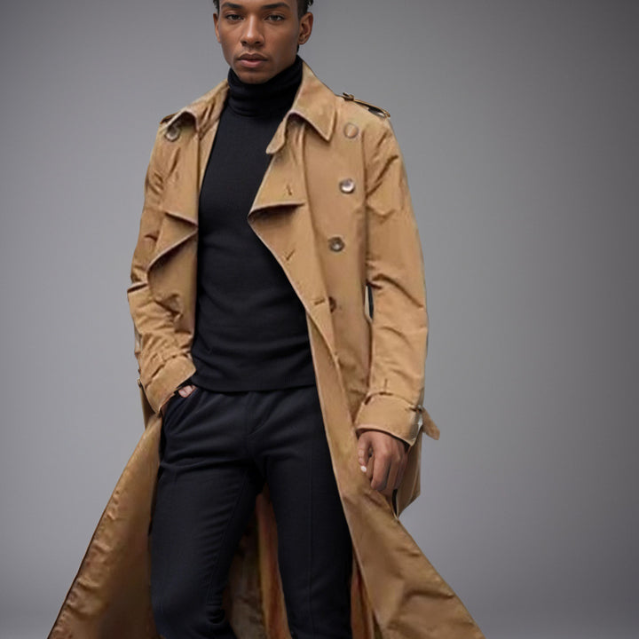 Herrar elegant trenchcoat med midjeband som kan justeras och klassiska detaljer Eva Jonsson-Eva Jonsson