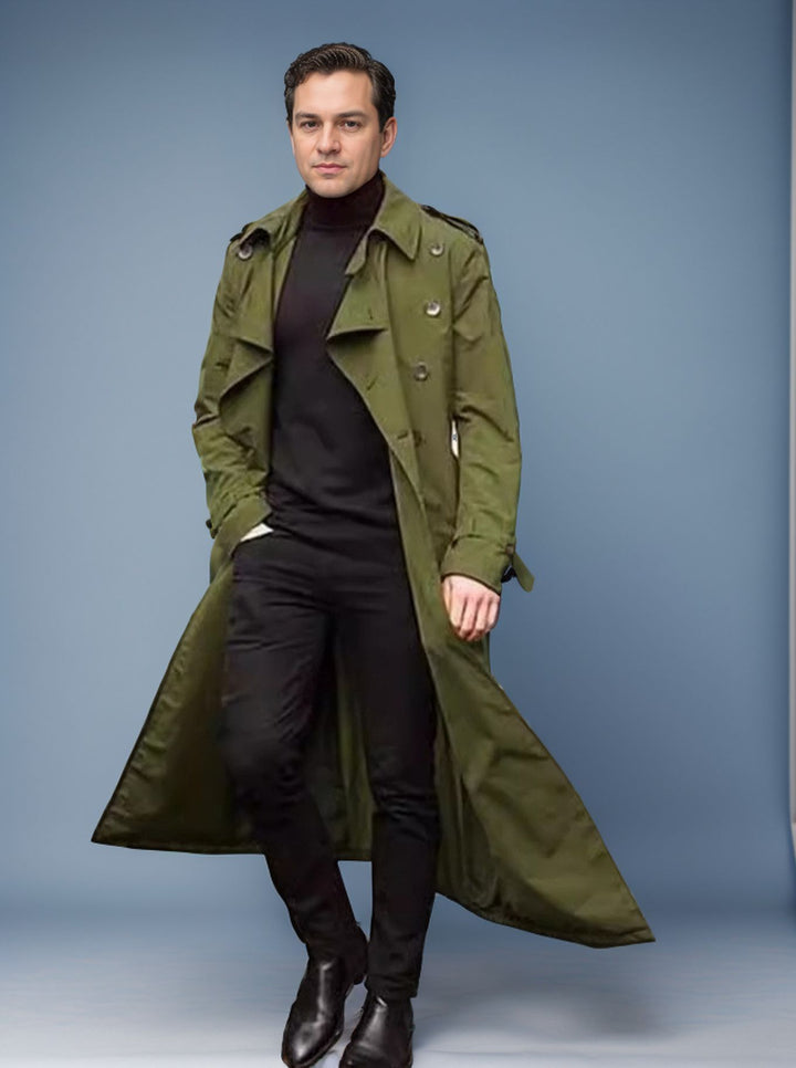 Herrar elegant trenchcoat med midjeband som kan justeras och klassiska detaljer Eva Jonsson-Eva Jonsson